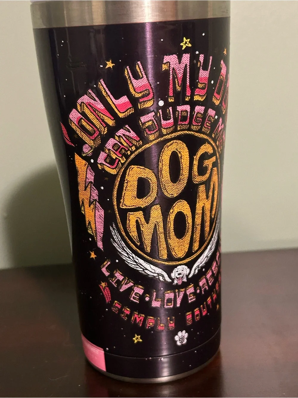 Simply Southern Dog Mom Tumbler - Black, Pink & Gold